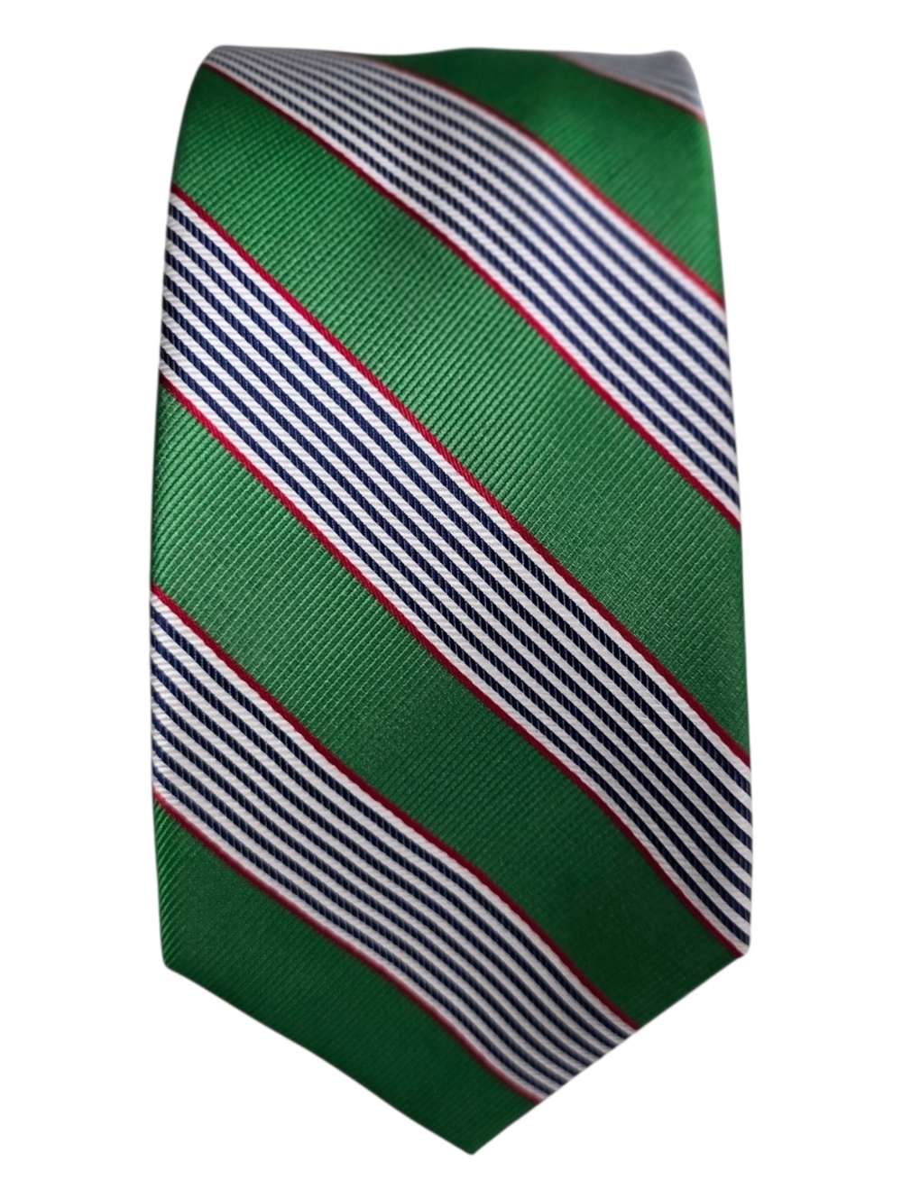 Lauren Ralph Lauren Green Striped Silk Tie 100% Silk Handmade Classic Preppy
